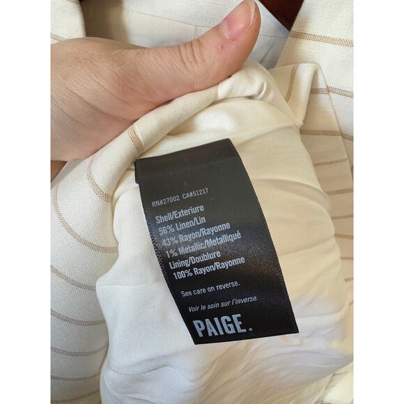 PAIGE NWT Rosette Striped Double Breasted Linen Blend Blazer Size 8 $379 MSRP - Picture 13 of 15
